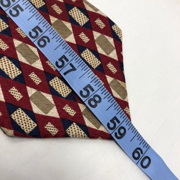Givenchy Monsieur 100% Silk Red Gold Blue Geometric Men's Designer Tie - Picture 9 of 10
